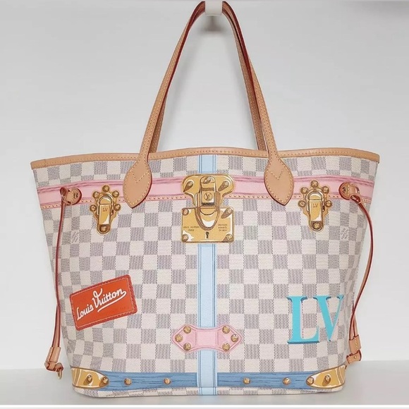 100% AUTHENTIC LIMITED EDITION LOUIS VUITTON NEVERFULL MM SUMMER TRUNKS | EUC - Picture 1 of 16